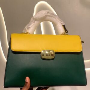 Green & Mustard Top-Handle Satchel