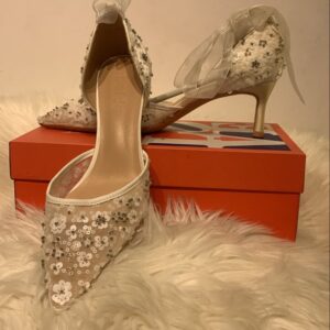 Floral Lace Ankle-Tie Heels