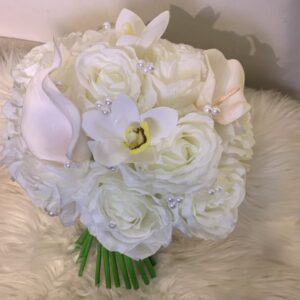Pure White Orchid & Calla Lily Bridal Bouquet