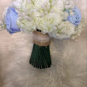 Ivory & Powder Blue Rustic Rose Bridal Bouquet